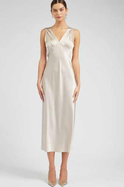 Current Air 100% Silk Sweetheart Midi Dress