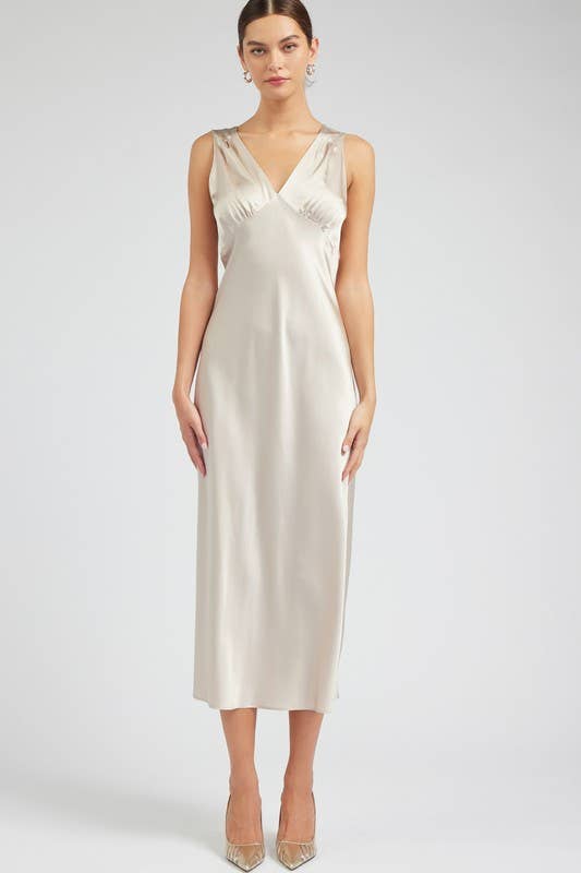 Current Air 100% Silk Sweetheart Midi Dress