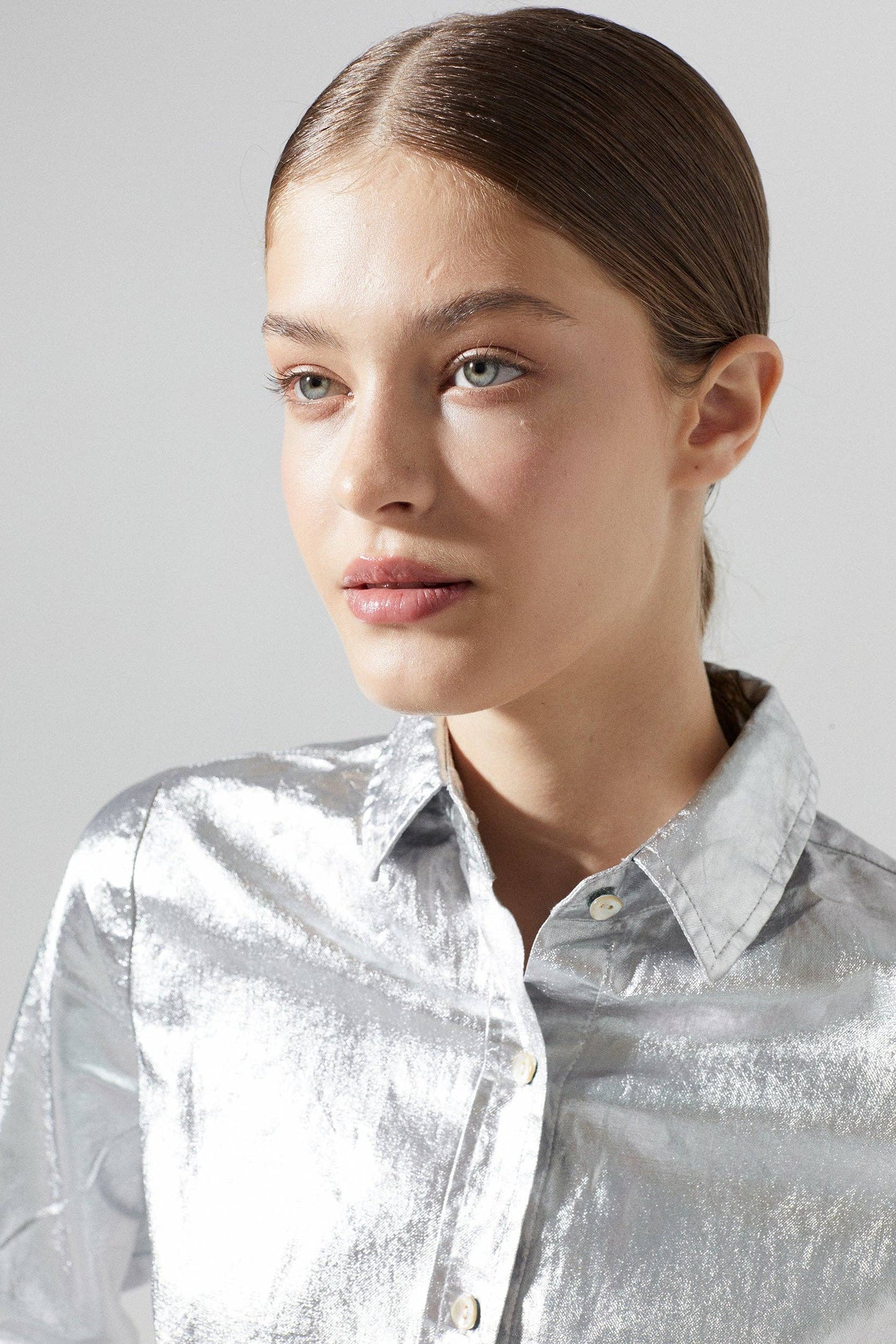 Lanhtropy San Marino Metallic Linen Shirt - Silver