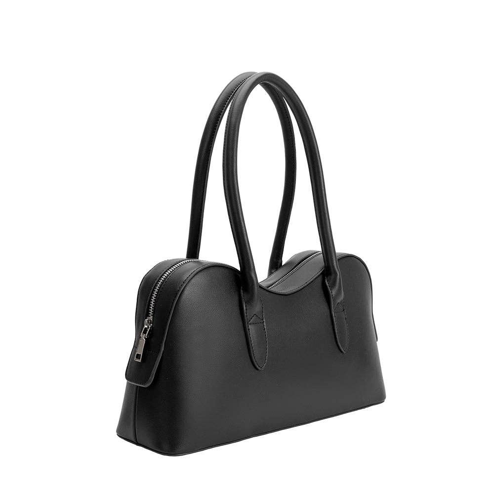 Melie Bianco Tilda Black Recycled Vegan Leather Shoulder Bag