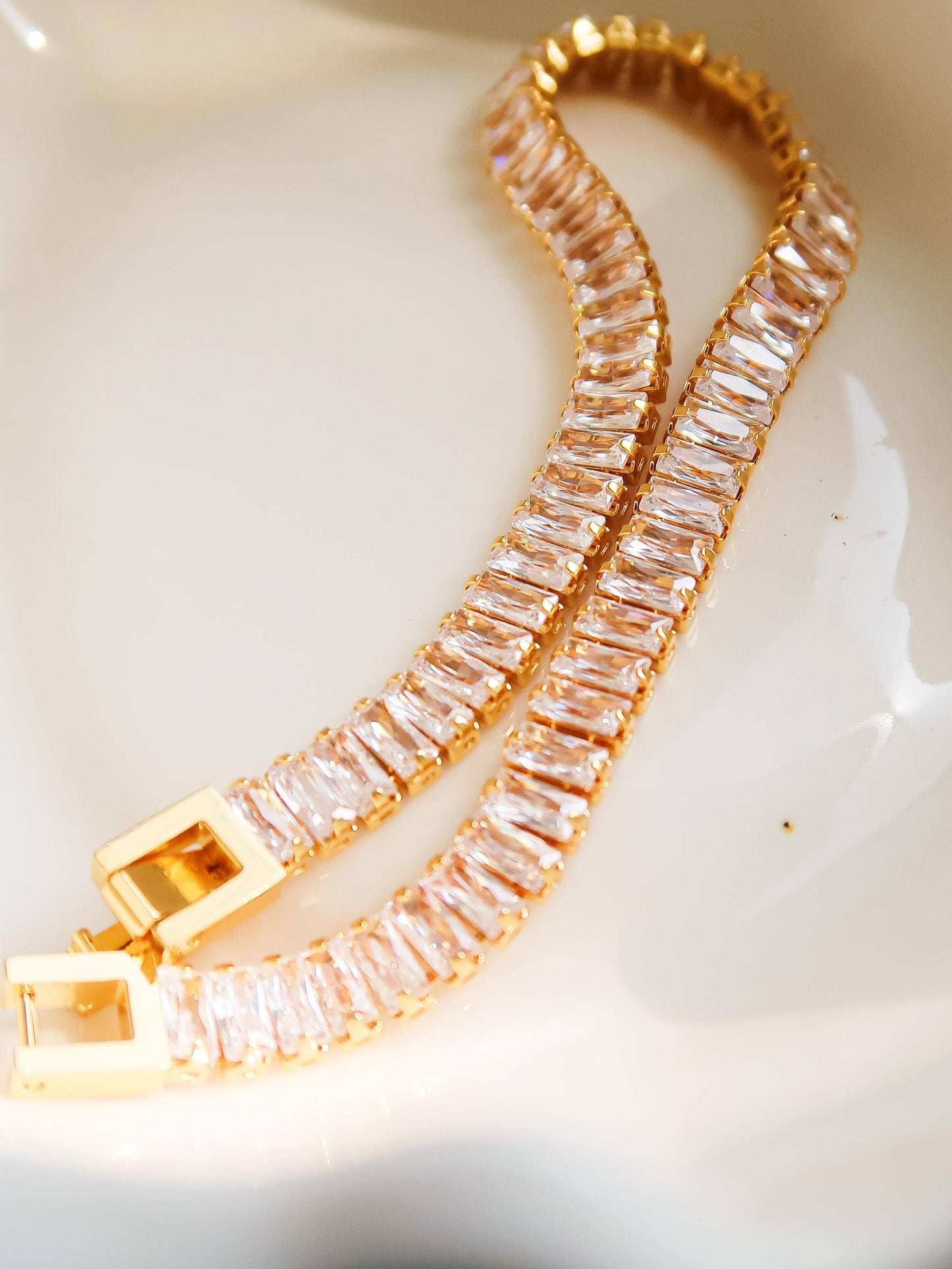 Rhodes 18K Gold Non-Tarnish Glam CZ Bracelet