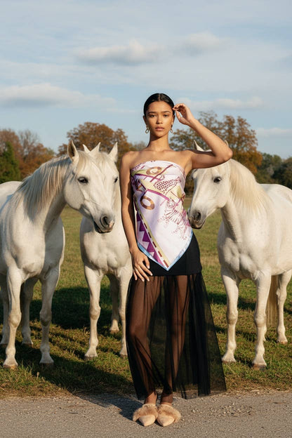 Jessie Zhao Double Sided Silk Scarf Jungle Party
