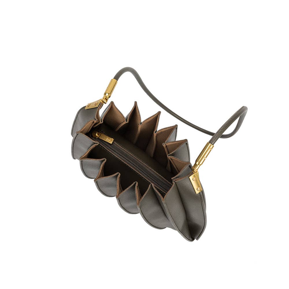 Melie Bianco Carrie Olive Pleated Vegan Leather Shoulder Bag