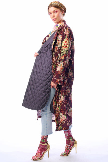 Aratta Cara Delvinge Burgundy Floral Coat