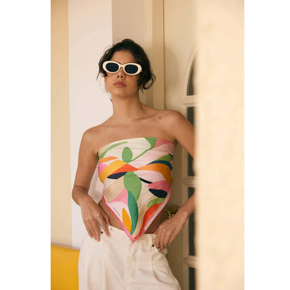 Jessie Zhao Double Sided Silk Scarf Of Spring Garden Harmony