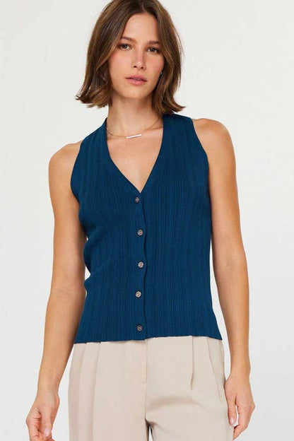 Current Air Pleated Sleeveless Sweater