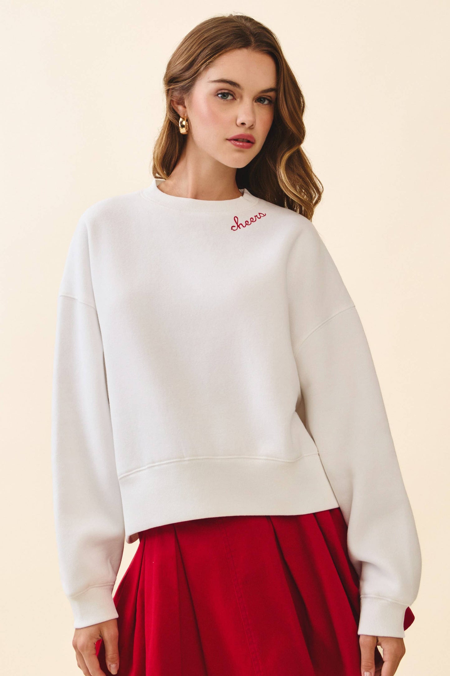 Relaxed Fit Dropped Shoulders Crewneck Sweatshirt
