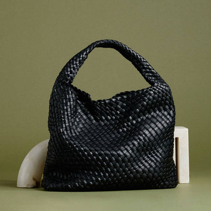 Melie Bianco Johanna Black Recycled Vegan Leather Shoulder Bag