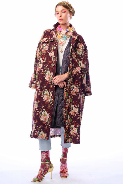 Aratta Cara Delvinge Burgundy Floral Coat