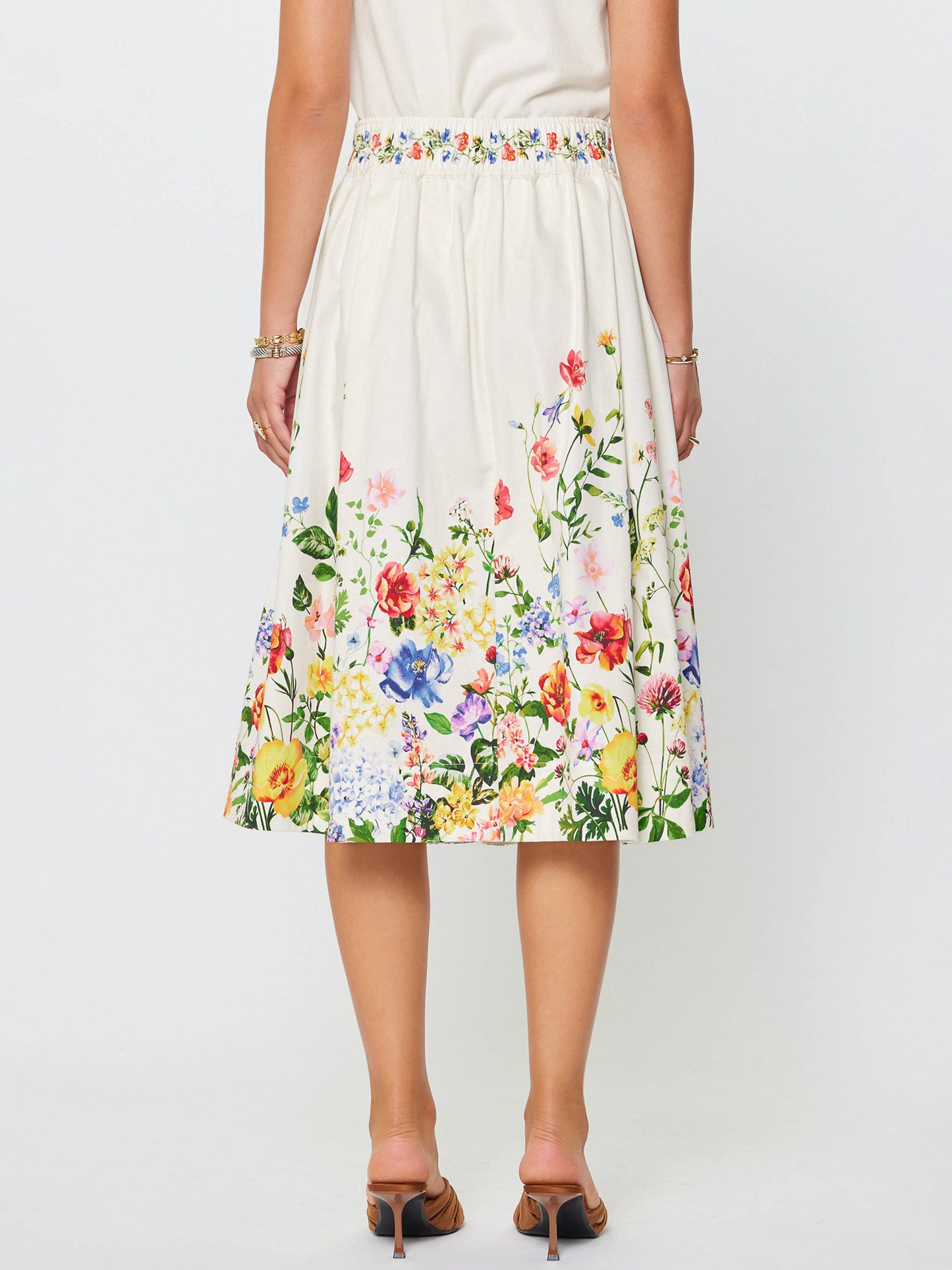 Current Air Floral Printed A-line Midi Skirt