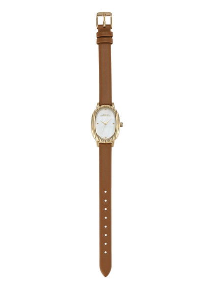 Ettika Timeless Texture Cognac Leather Watch