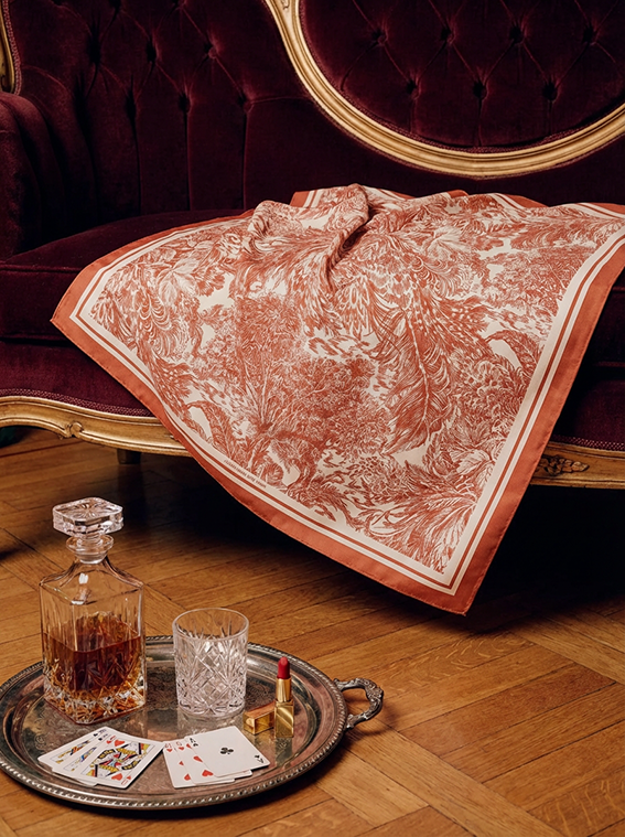Jessie Zhao Terracotta Dream Double Sided Silk Scarf
