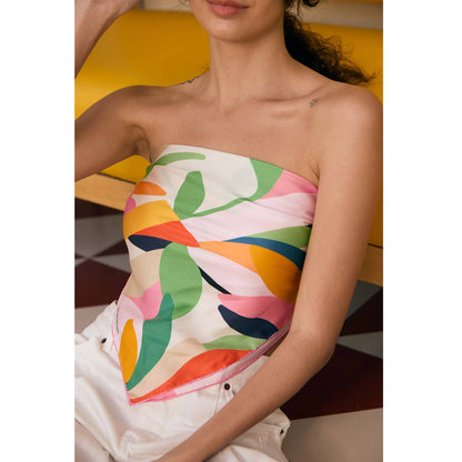 Jessie Zhao Double Sided Silk Scarf Of Spring Garden Harmony