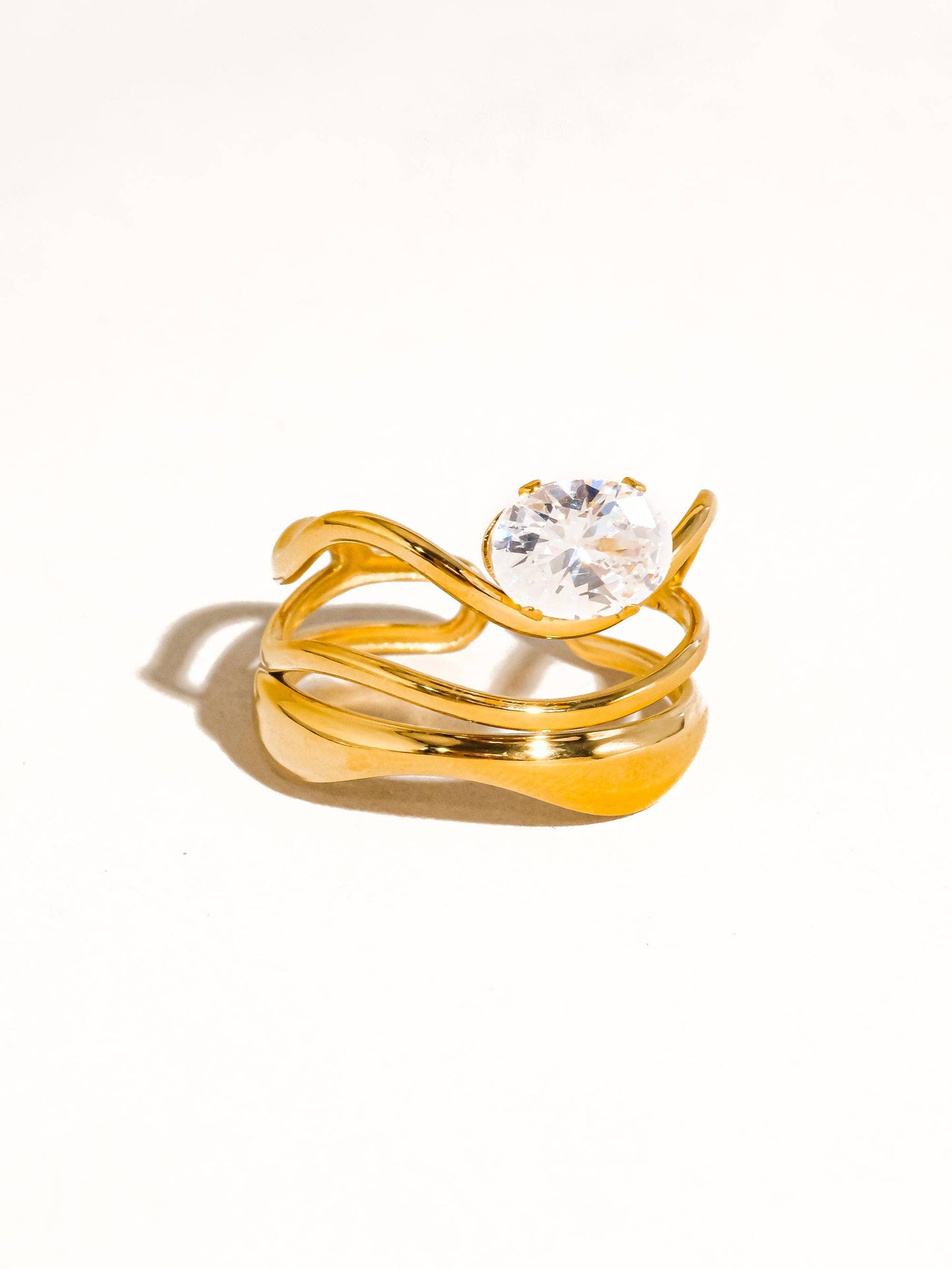Flanerie by Maiq Gloire 18K Gold Non-Tarnish Abstract CZ Ring