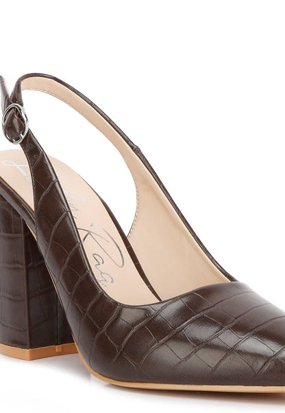 London Rag Macha Croctexture Sling Back Heels