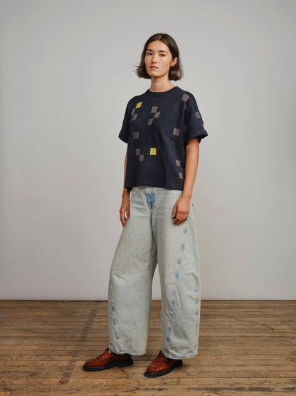 The Endery Albers Short Sleeve Sweater Tee in Atlantic Palette