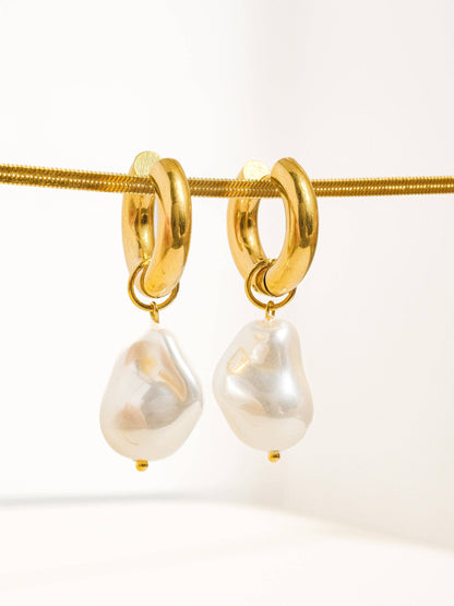 Flanerie by Maiq Oceana Gold Statement Large Pearl Earring