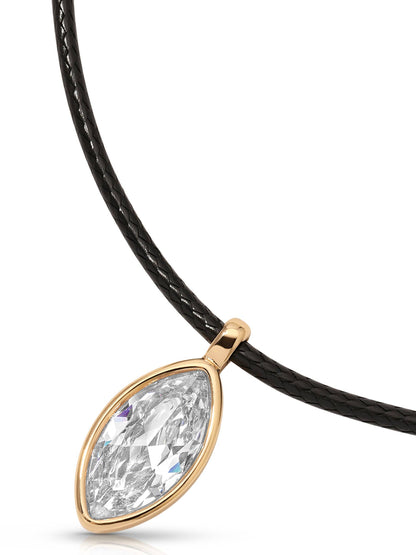 Ettika Marquise Crystal Pendant Cord Necklace