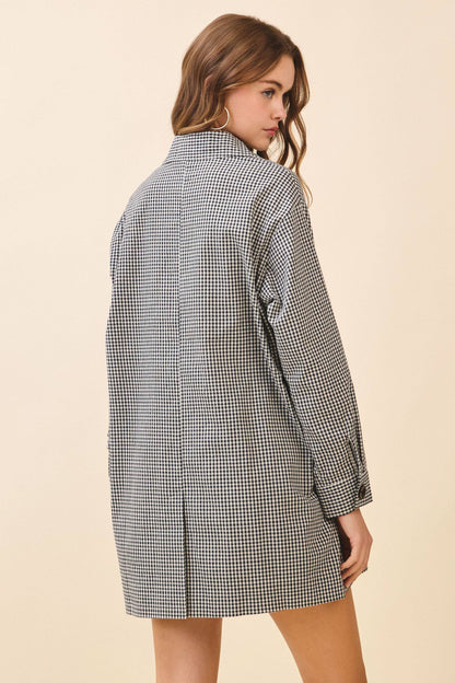 Gingham Button Down Oversized Fit Jacket