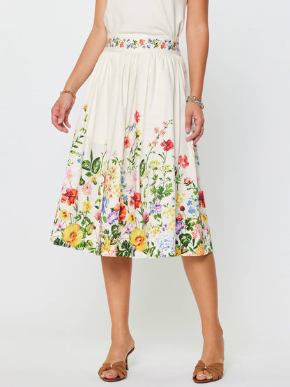 Current Air Floral Printed A-line Midi Skirt
