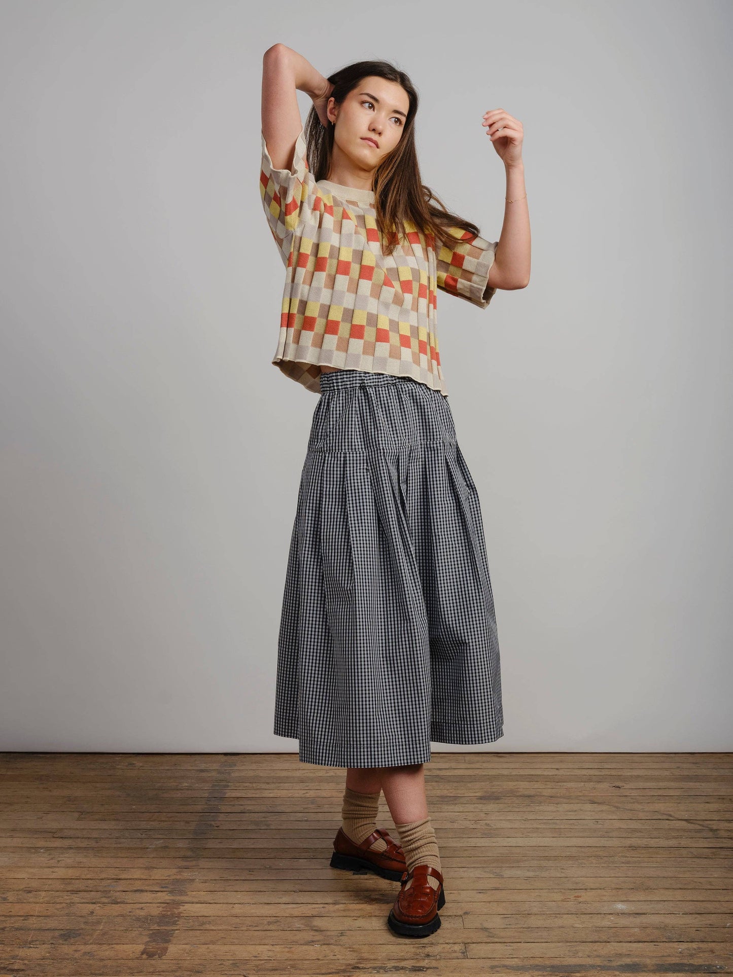 The Endery Anni Grid Plaited Tee - Elemental