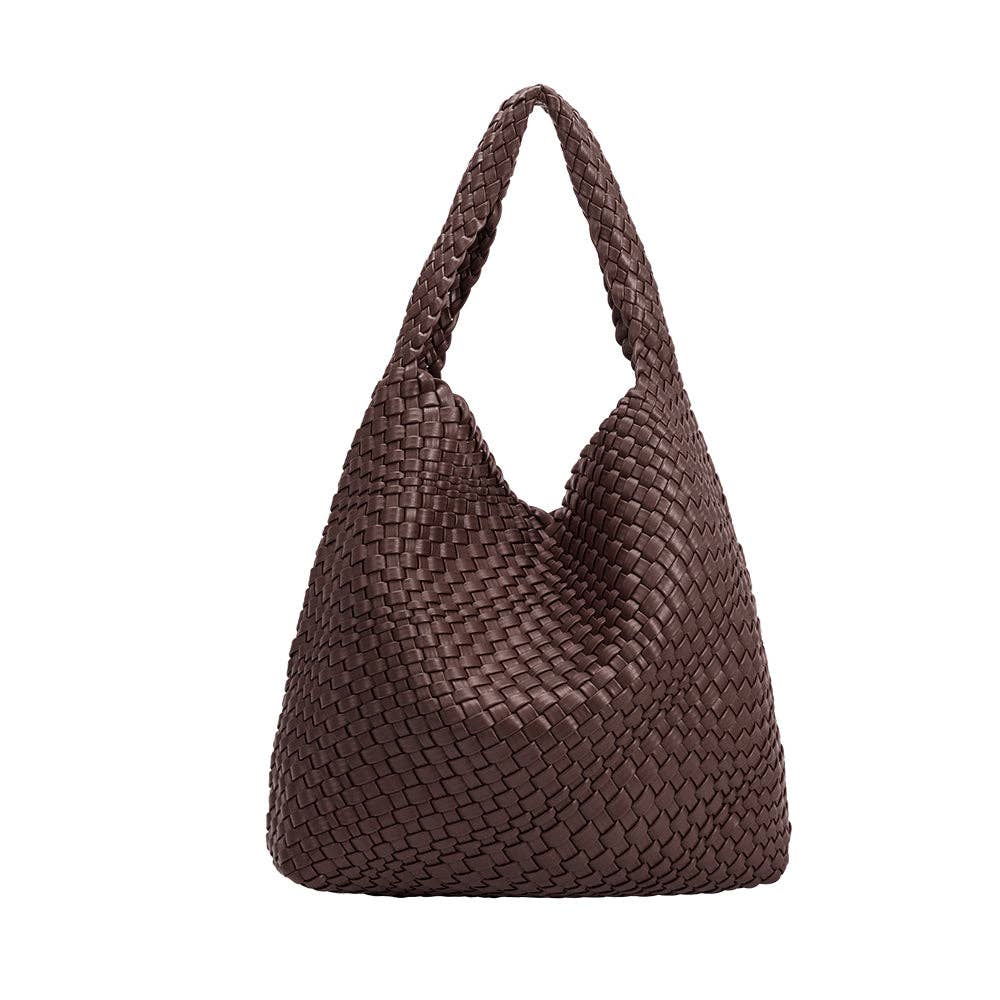 Melie Bianco Johanna Espresso Recycles Vegan Leather Shoulder Bag