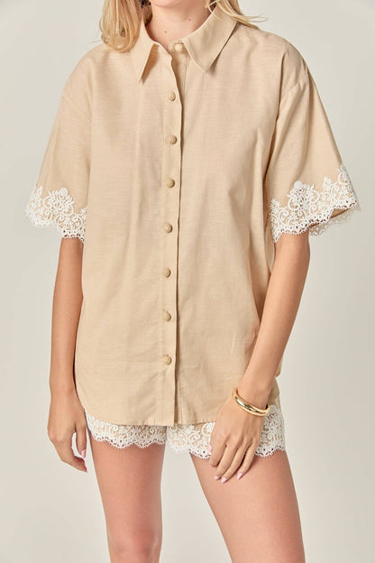 English Factory Midnight Lace Linen Shirt