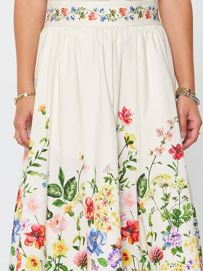 Current Air Floral Printed A-line Midi Skirt