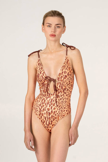Jessie Zhao Ivory Safari Reversible One Piece Swimsuit