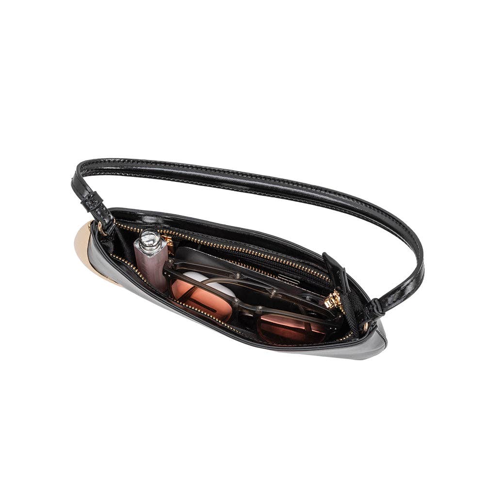 Melie Bianco Sade Black Recycled Vegan Leather Shoulder Bag