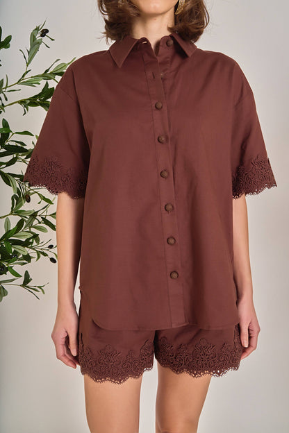 English Factory Midnight Lace Linen Shirt