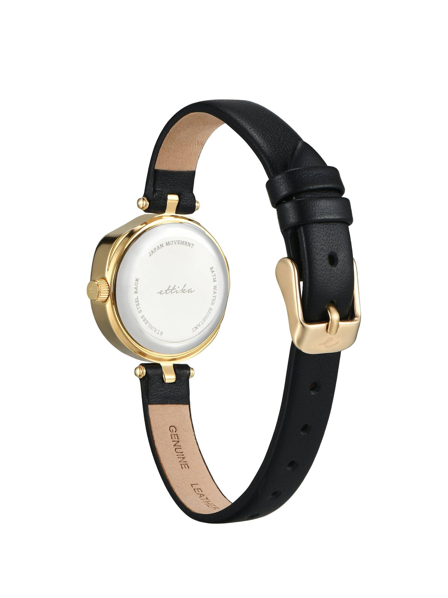 Ettika Open Circle Leather Watch in Black