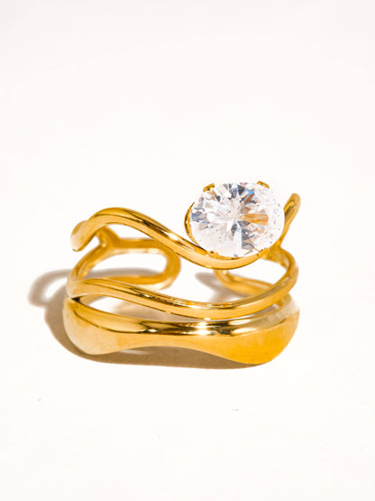 Flanerie by Maiq Gloire 18K Gold Non-Tarnish Abstract CZ Ring