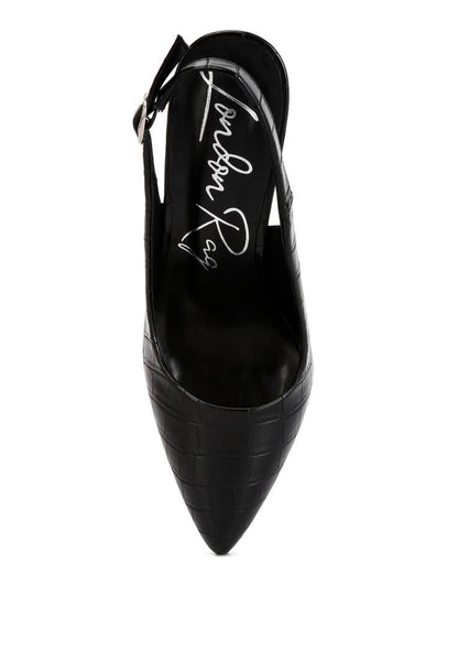 London Rag Macha Croctexture Sling Back Heels