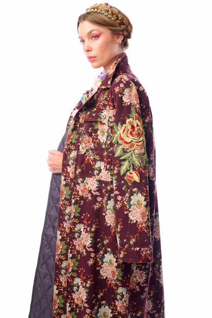 Aratta Cara Delvinge Burgundy Floral Coat