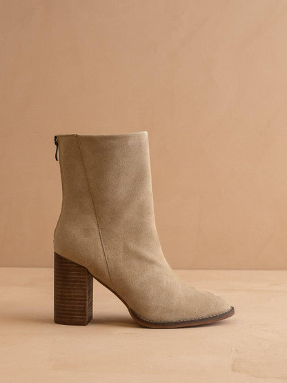 Oasis Society The Maxine | Khaki Minimal Suede Heel Fall Bootie