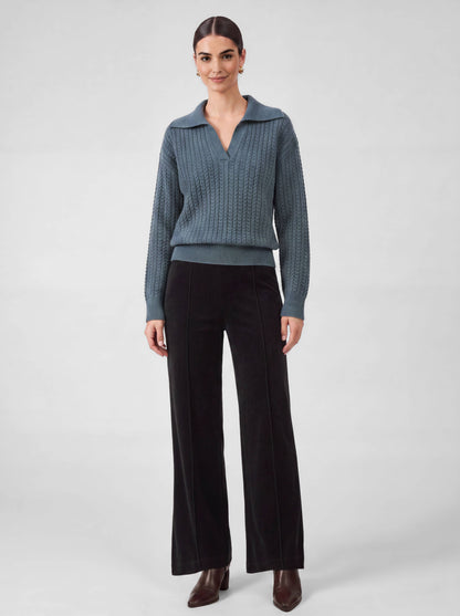 Current Air Open Collar Pullover Cable Knit Sweater