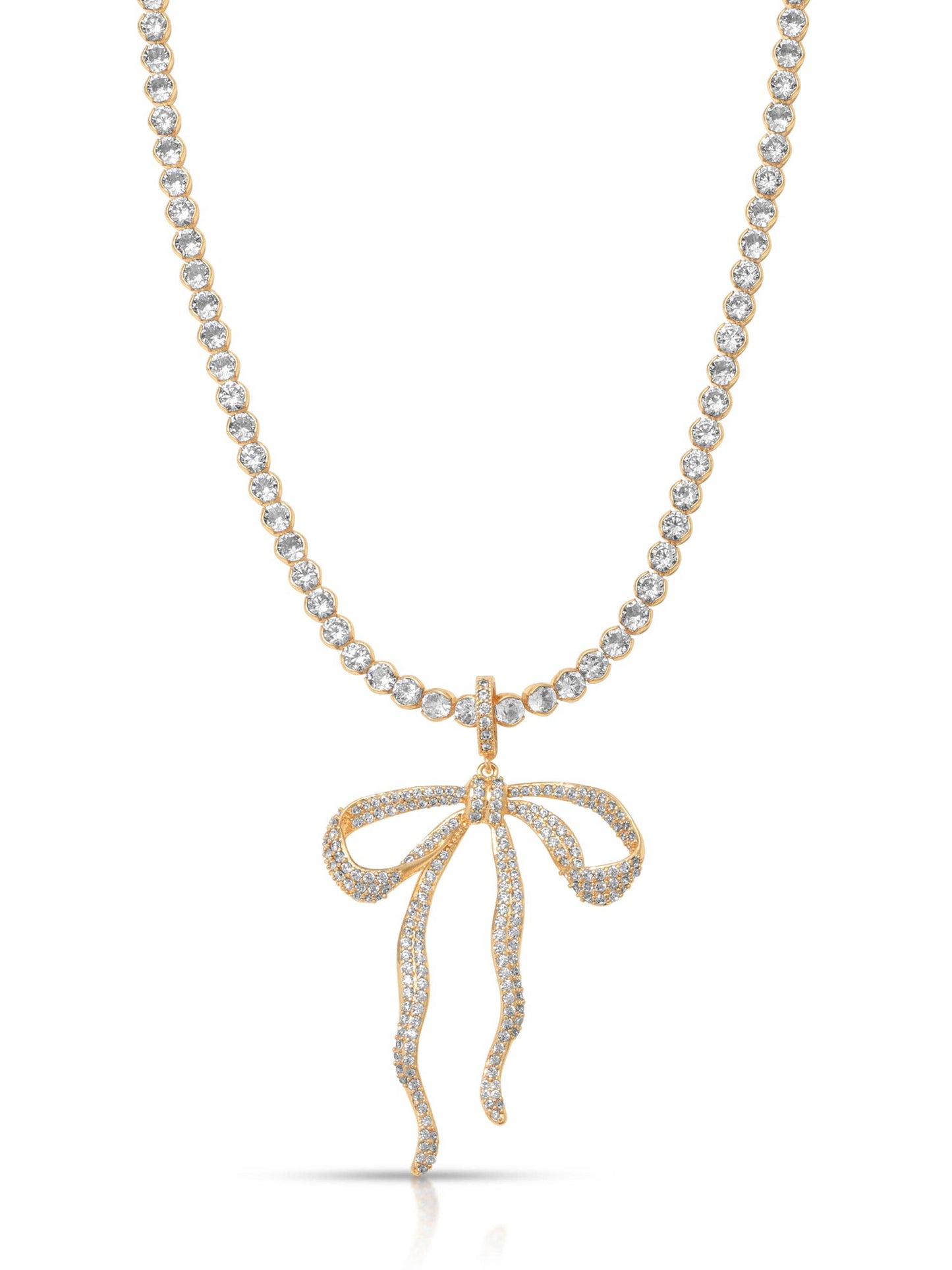 Ettika Pave Bow Tennis Necklace