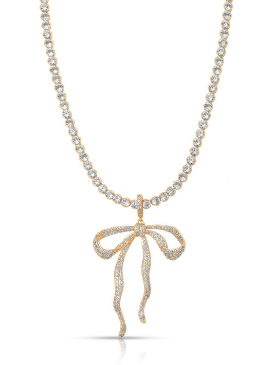 Ettika Pave Bow Tennis Necklace