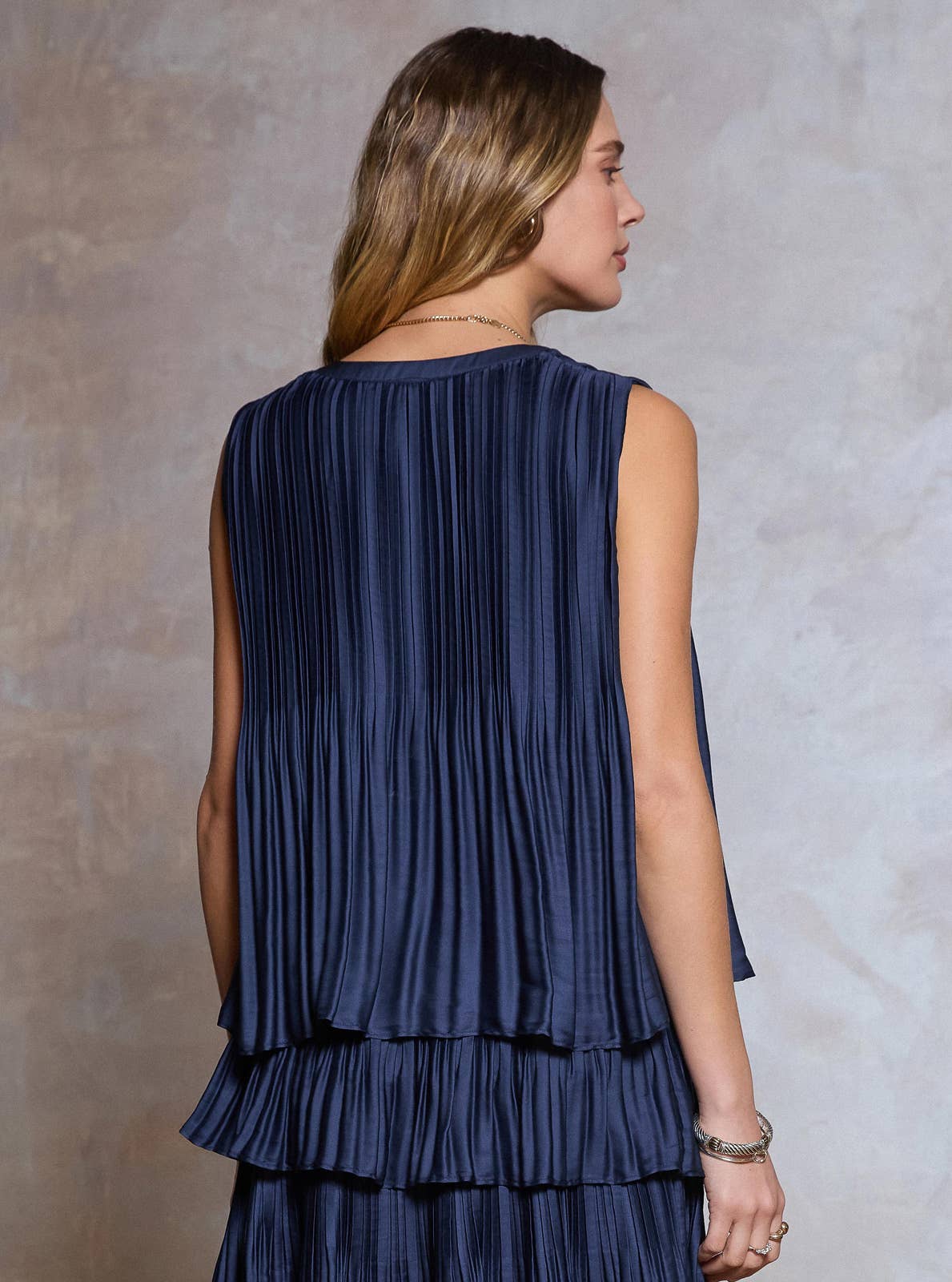 Current Air Pleated Sleeveless Cropped Top