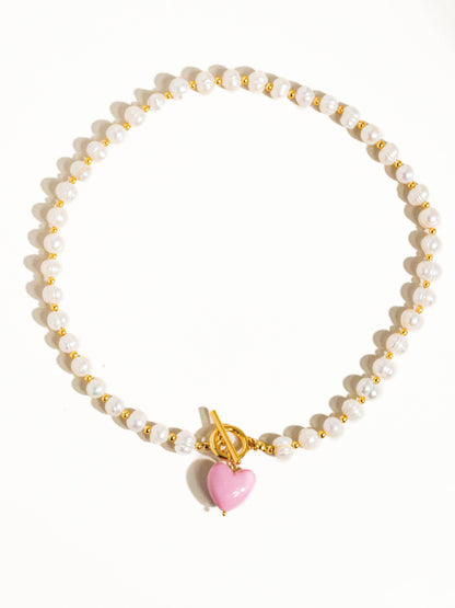 Wren Vintage Natural Pearl Heart Necklace