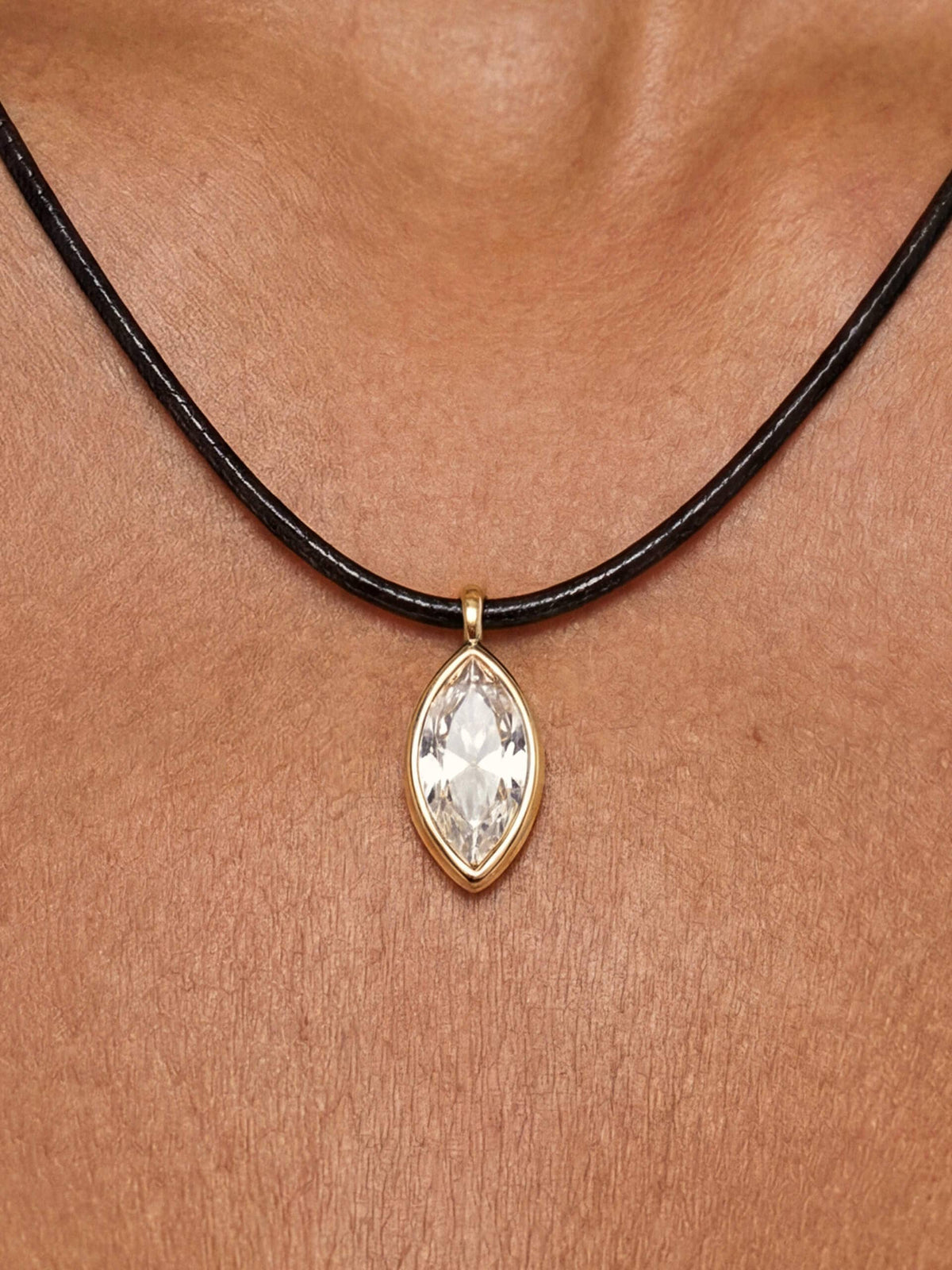 Ettika Marquise Crystal Pendant Cord Necklace