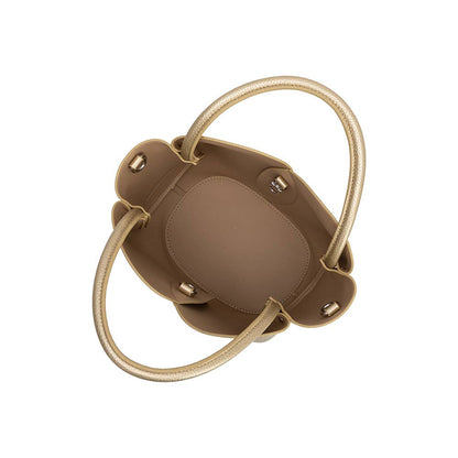Melie Bianco Tulip Gold Recycled Vegan Leather Top Handle Bag