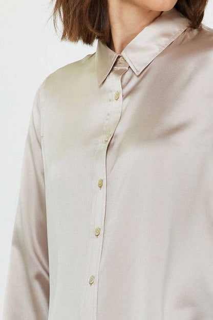 Current Air 100% Silk Button Down Long Sleeve Blouse