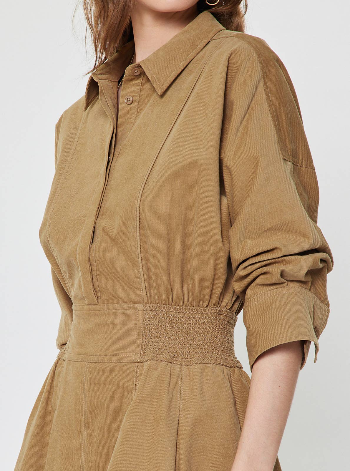 Current Air Corduroy Flared Shirt Mini Dress