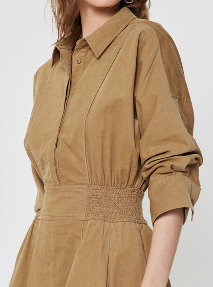Current Air Corduroy Flared Shirt Mini Dress