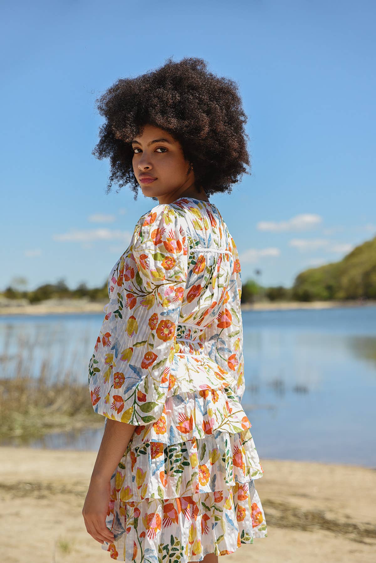 Jessie Zhao Flower Land Cotton Viscose Voile Mini Dress