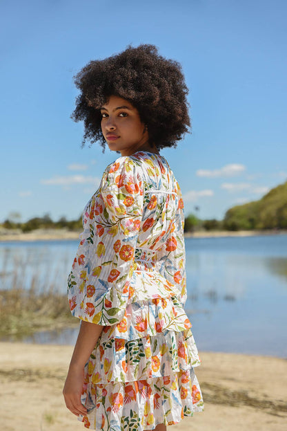Jessie Zhao Flower Land Cotton Viscose Voile Mini Dress