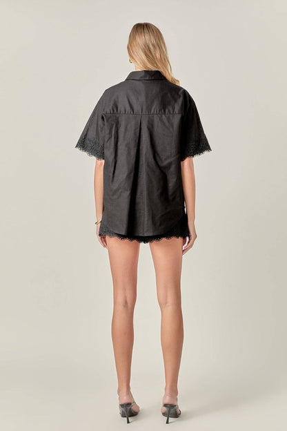 English Factory Midnight Lace Linen Shirt