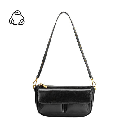 Melie Bianco Aria Black Recycled Vegan Leather Shoulder Bag